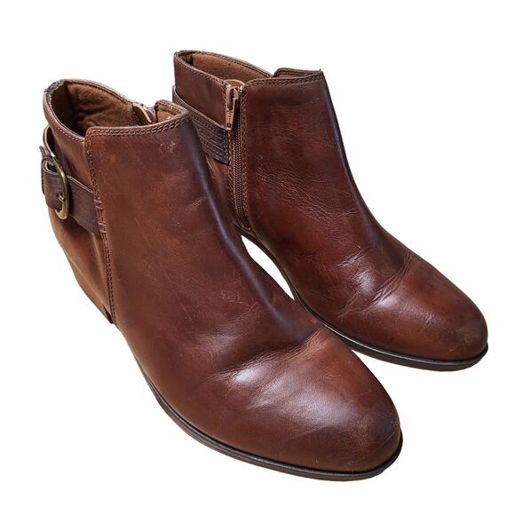 Clarks Women’s Addiy Kara Brown Leather Boots with Side Zip size 9.5 - Picture 2 of 11